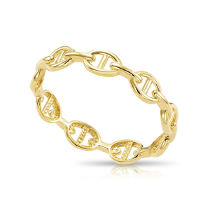 Chic 14K Gold Mariner Chain Link Ring - Nautical Statement for Luxurious Gifts & Everyday Style.
