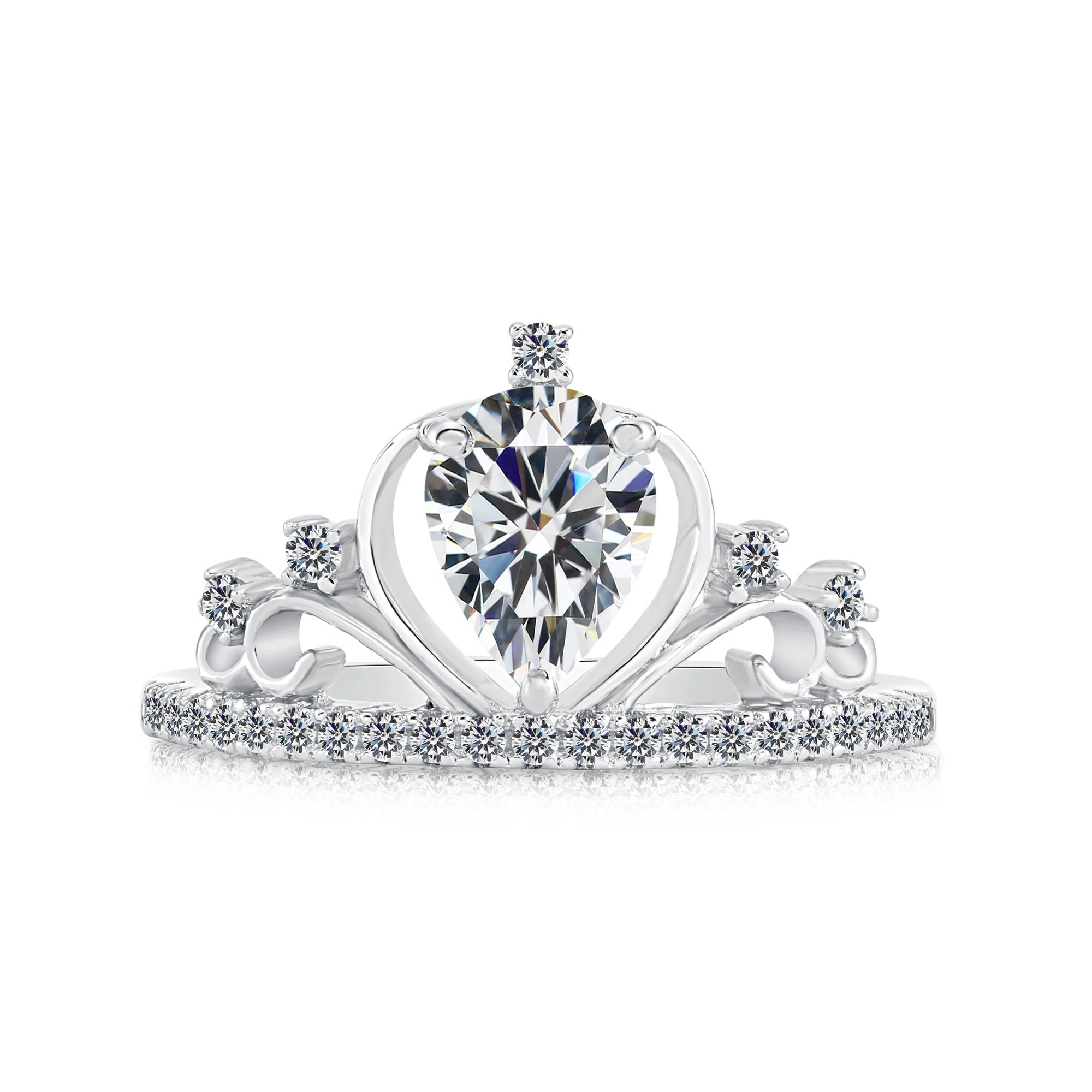 CZ Royal Princess Tiara Ring in Sterling Silver - Enchanting Fairytale Sparkle Gift for Her, Perfect for Birthdays & Everyday Elegance.