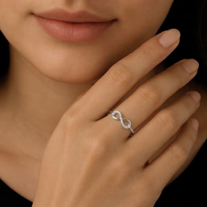 14K White Gold Diamond Infinity Ring - 0.14Ctw Elegant Forever Love Gift for Her, Perfect for Anniversaries & Everyday Wear.