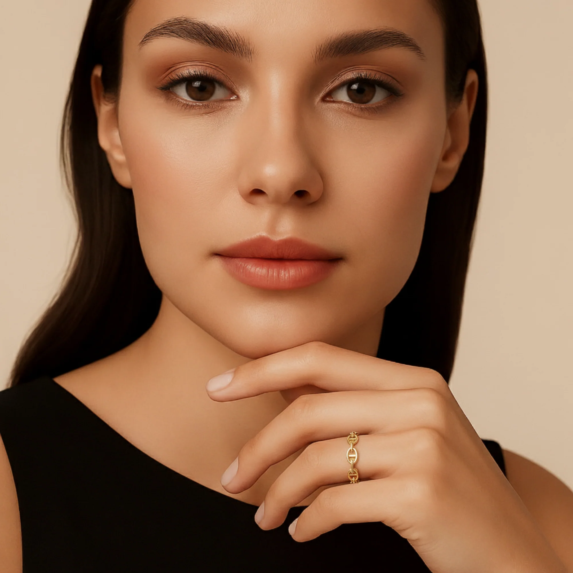 Chic 14K Gold Mariner Chain Link Ring - Nautical Statement for Luxurious Gifts & Everyday Style.