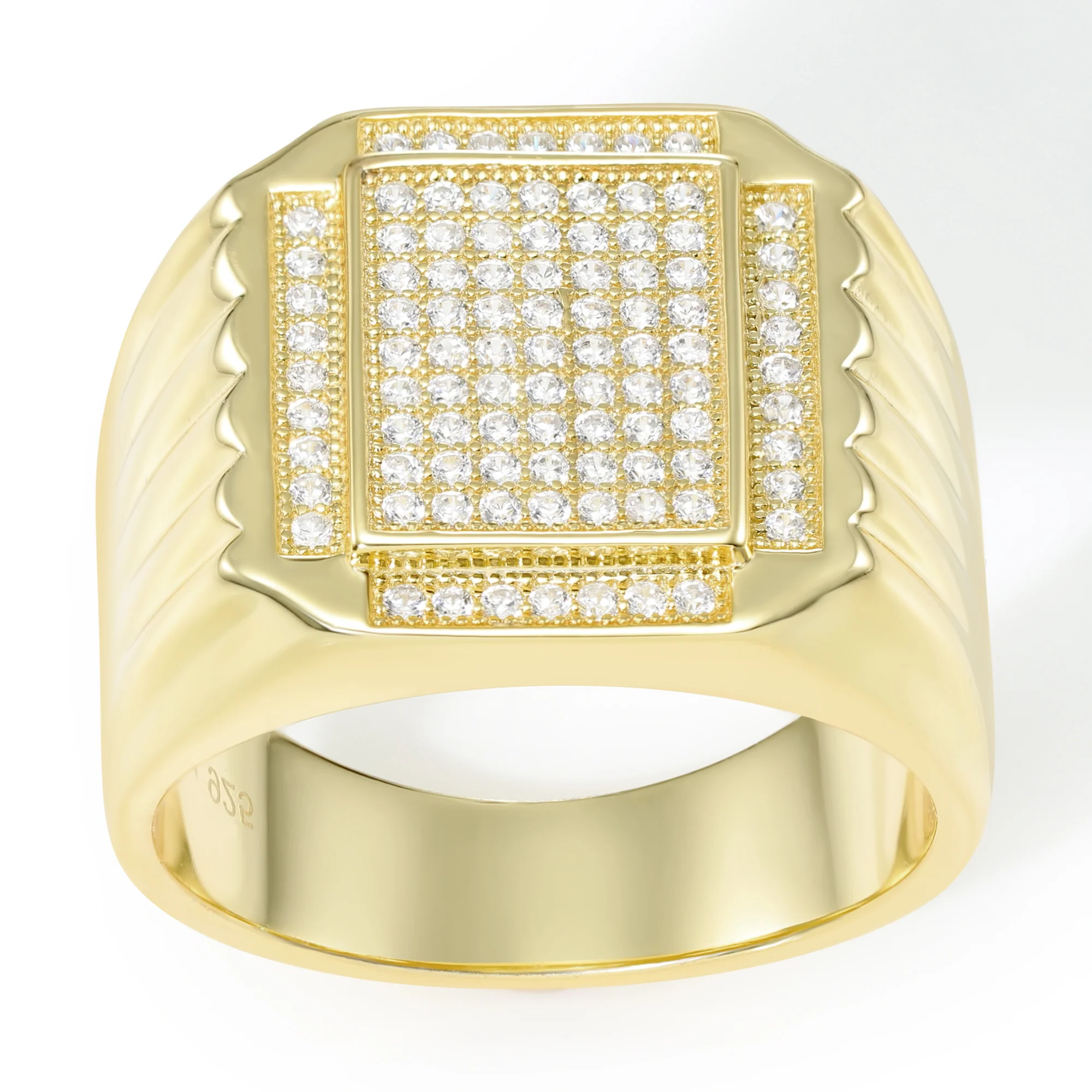 Bold 925 Sterling Silver Pave Square Signet Pinky Ring – Perfect Luxurious Gift for Anniversaries & Everyday Elegance.