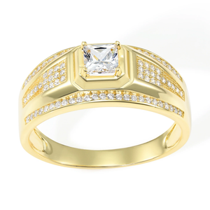 Elegant 925 Sterling Silver Princess-Cut Pave Pinky Ring – A Sparkling Gift for Anniversaries & Everyday Luxury.