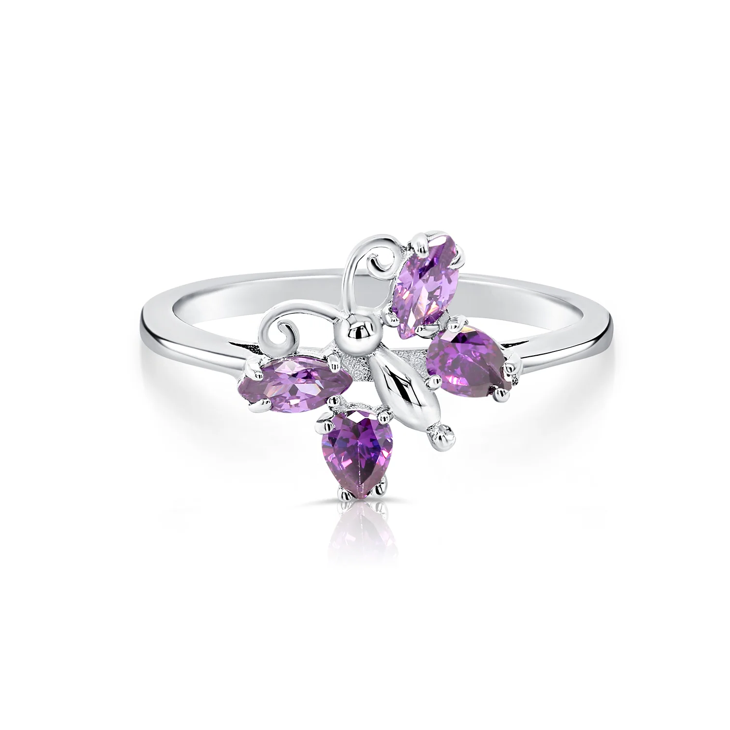 Sterling Silver CZ Birthstone Butterfly Ring – Personalized Sparkle for Birthdays, Mother’s Day & Special Gifts.