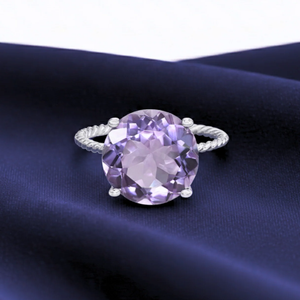 Stunning 5 Carat Sterling Silver Purple Amethyst Ring - Perfect Gift for Her Birthdays & Everyday Elegance.