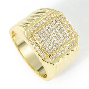 Bold 925 Sterling Silver Pave Square Signet Pinky Ring – Perfect Luxurious Gift for Anniversaries & Everyday Elegance.