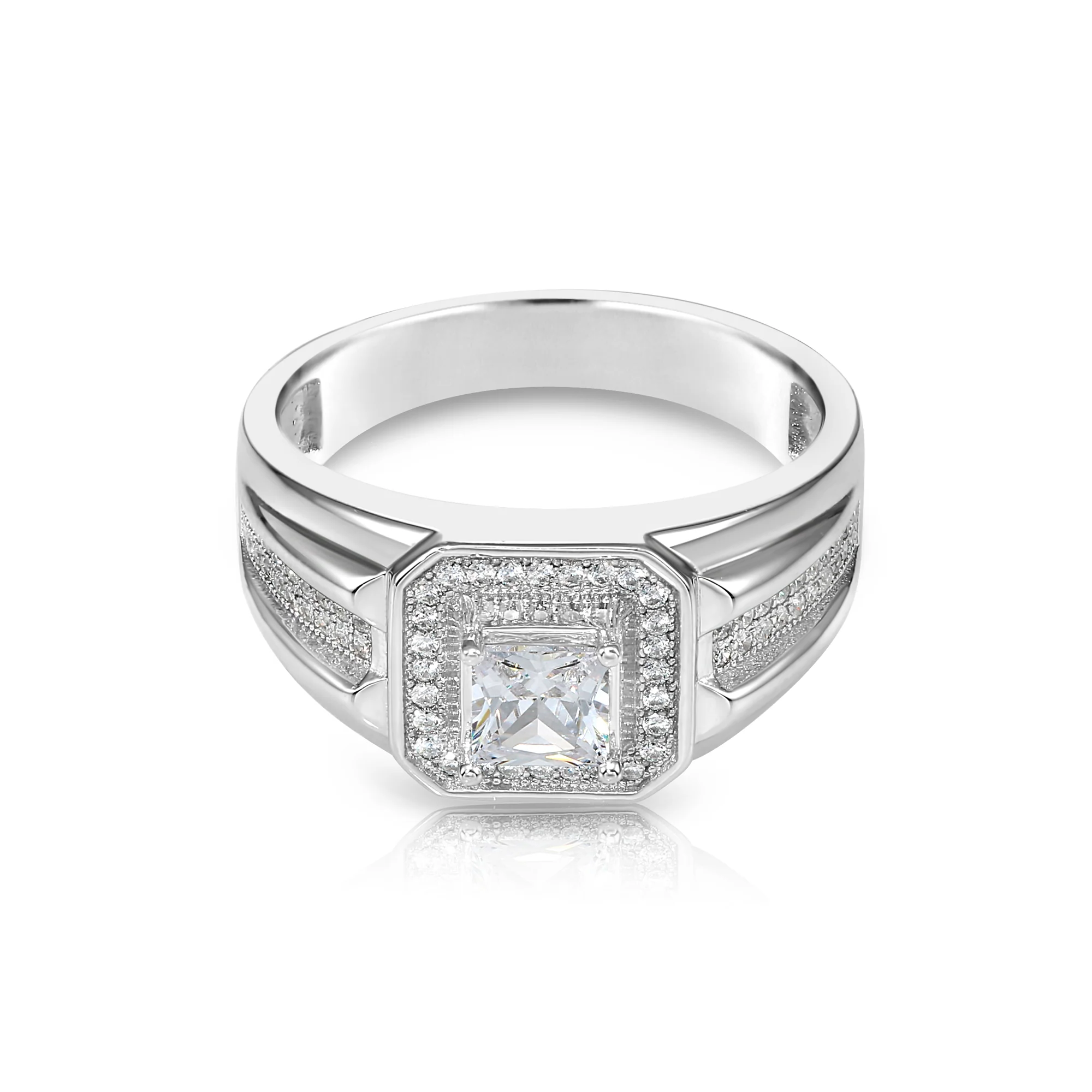 Elegant 925 Sterling Silver Princess-Cut Pave Pinky Ring - Perfect for Weddings, Anniversaries & Everyday Glamour.