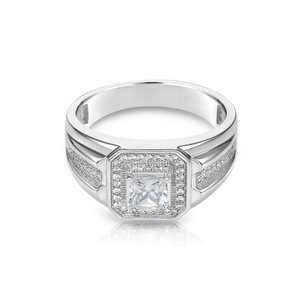 Elegant 925 Sterling Silver Princess-Cut Pave Pinky Ring - Perfect for Weddings, Anniversaries & Everyday Glamour.