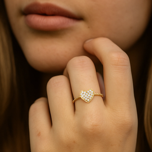 14K Gold Diamond Heart Ring - 0.17Ctw Elegant Love Gift for Her, Perfect for Anniversaries & Everyday Glamour.