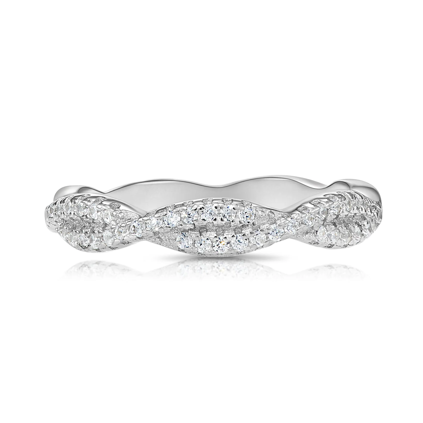 Sterling Silver Infinity Crossover Ring with Sparkling Cubic Zirconia – Perfect Gift of Eternal Love for Her on Anniversaries & Everyday Elegance.
