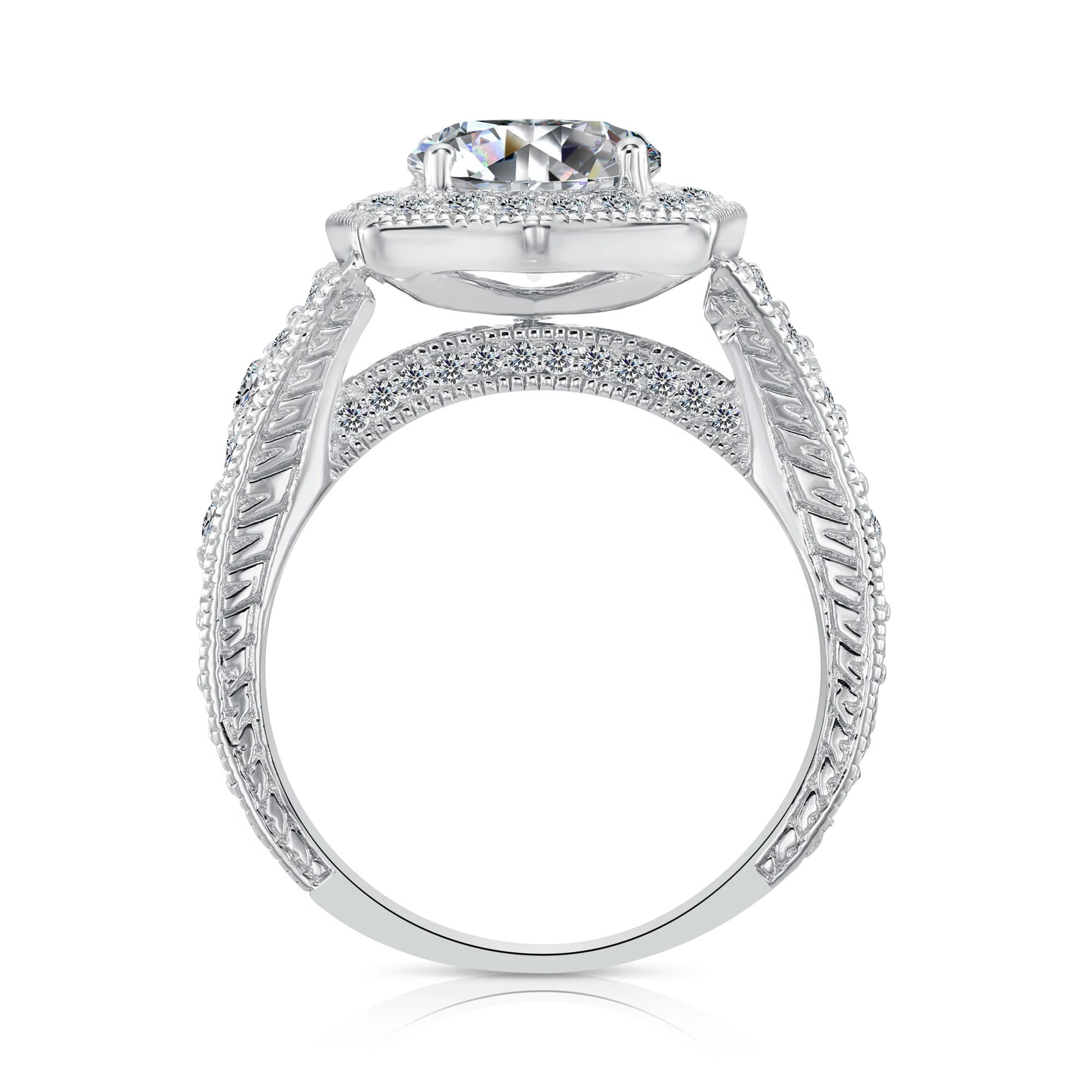CZ Royal Square Solitaire Engagement Ring - Elegant Sterling Silver Sparkle for Proposals, Weddings & Anniversaries.