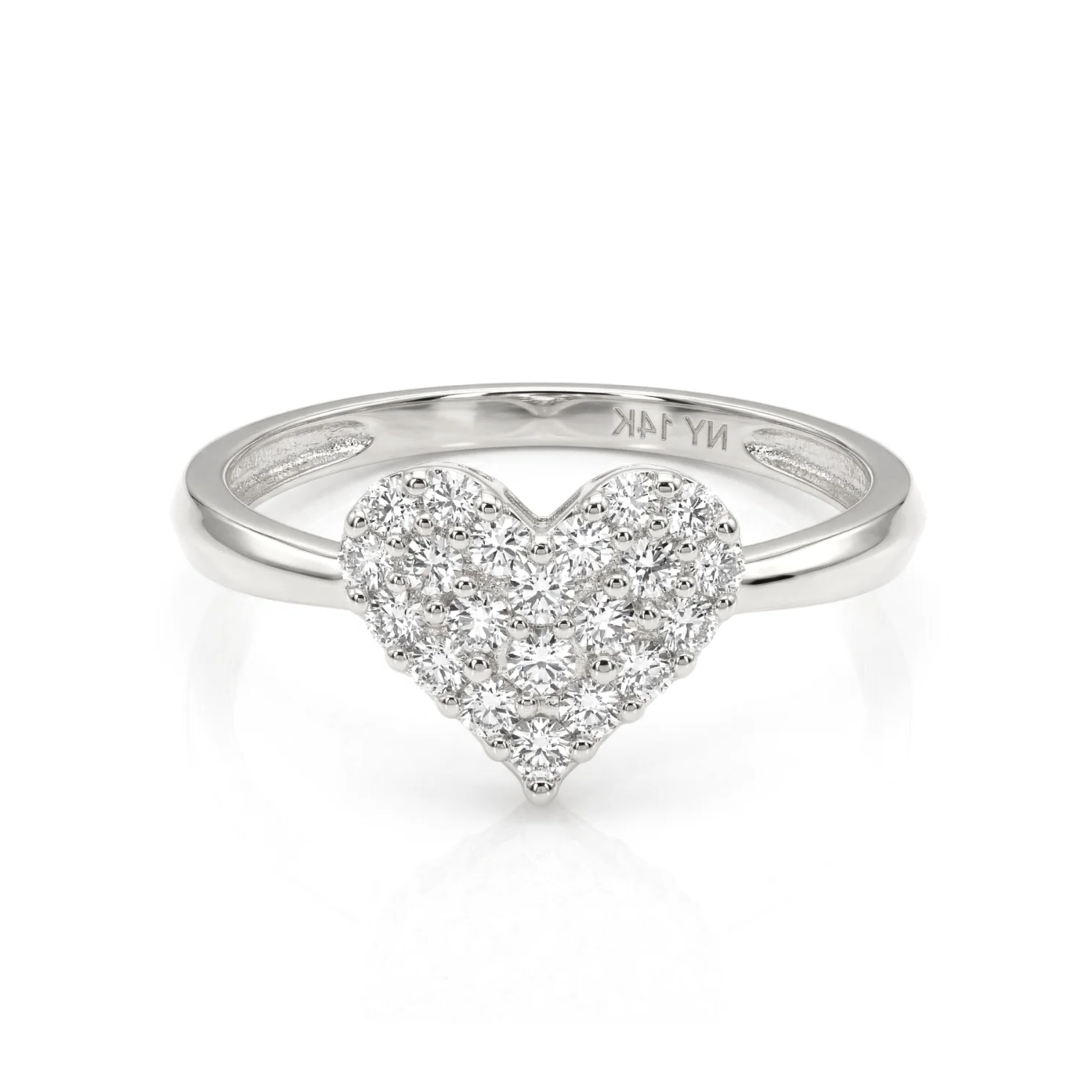 Elegant 14K White Gold Diamond Heart Ring 0.31Ctw – Perfect Romantic Gift for Her on Anniversaries & Everyday Wear.