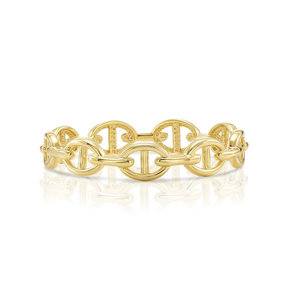 Chic 14K Gold Mariner Chain Link Ring - Nautical Statement for Luxurious Gifts & Everyday Style.