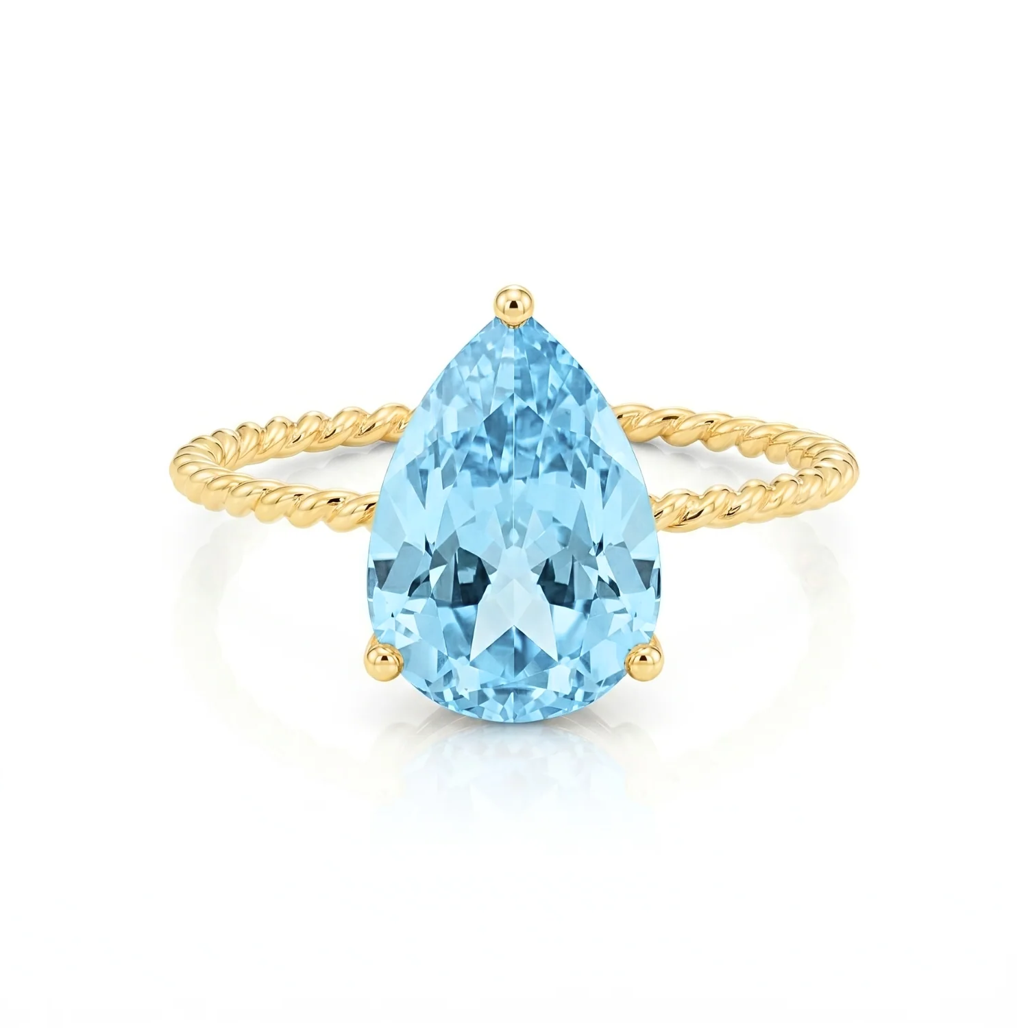 Stunning 14K Yellow Gold Pear-Cut Sky Blue Topaz Ring – The Perfect Elegant Birthstone Gift for Any Occasion.