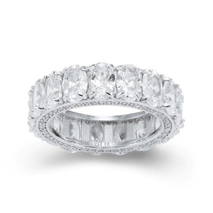 Elegant CZ Eternity Ring with Oval Stones - Gold Plated Sterling Silver Forever Jewelry for Anniversaries and Everyday Luxury.
