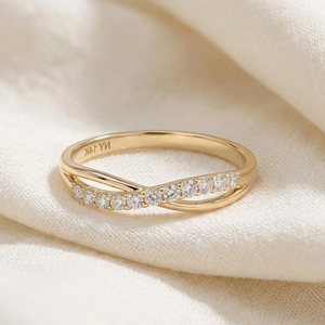 14K Yellow Gold Diamond Infinity Ring – Timeless 0.16ctw Forever Love Gift for Her, Perfect for Anniversaries & Romantic Occasions.