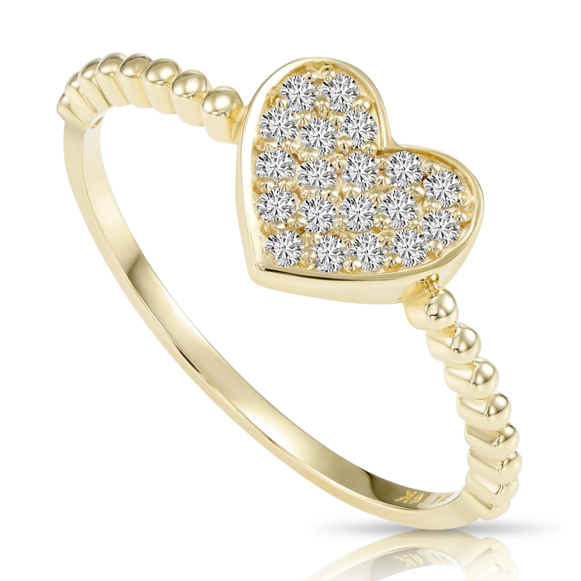 14K Gold Diamond Heart Ring - 0.17Ctw Elegant Love Gift for Her, Perfect for Anniversaries & Everyday Glamour.