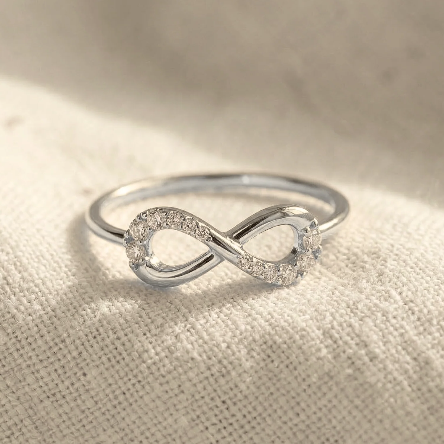 14K White Gold Diamond Infinity Ring - 0.14Ctw Elegant Forever Love Gift for Her, Perfect for Anniversaries & Everyday Wear.