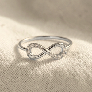 14K White Gold Diamond Infinity Ring - 0.14Ctw Elegant Forever Love Gift for Her, Perfect for Anniversaries & Everyday Wear.