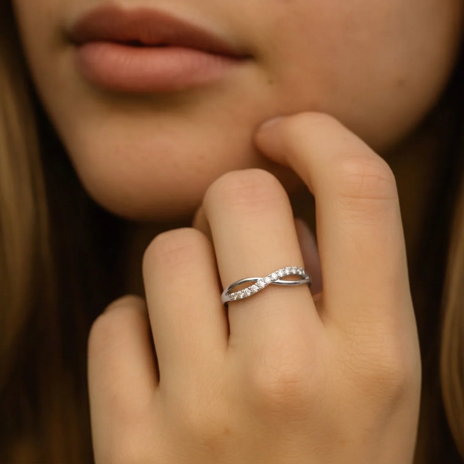 14K White Gold Diamond Infinity Ring - Timeless 0.16Ctw Forever Love Symbol for Weddings, Anniversaries & Romantic Gifts.