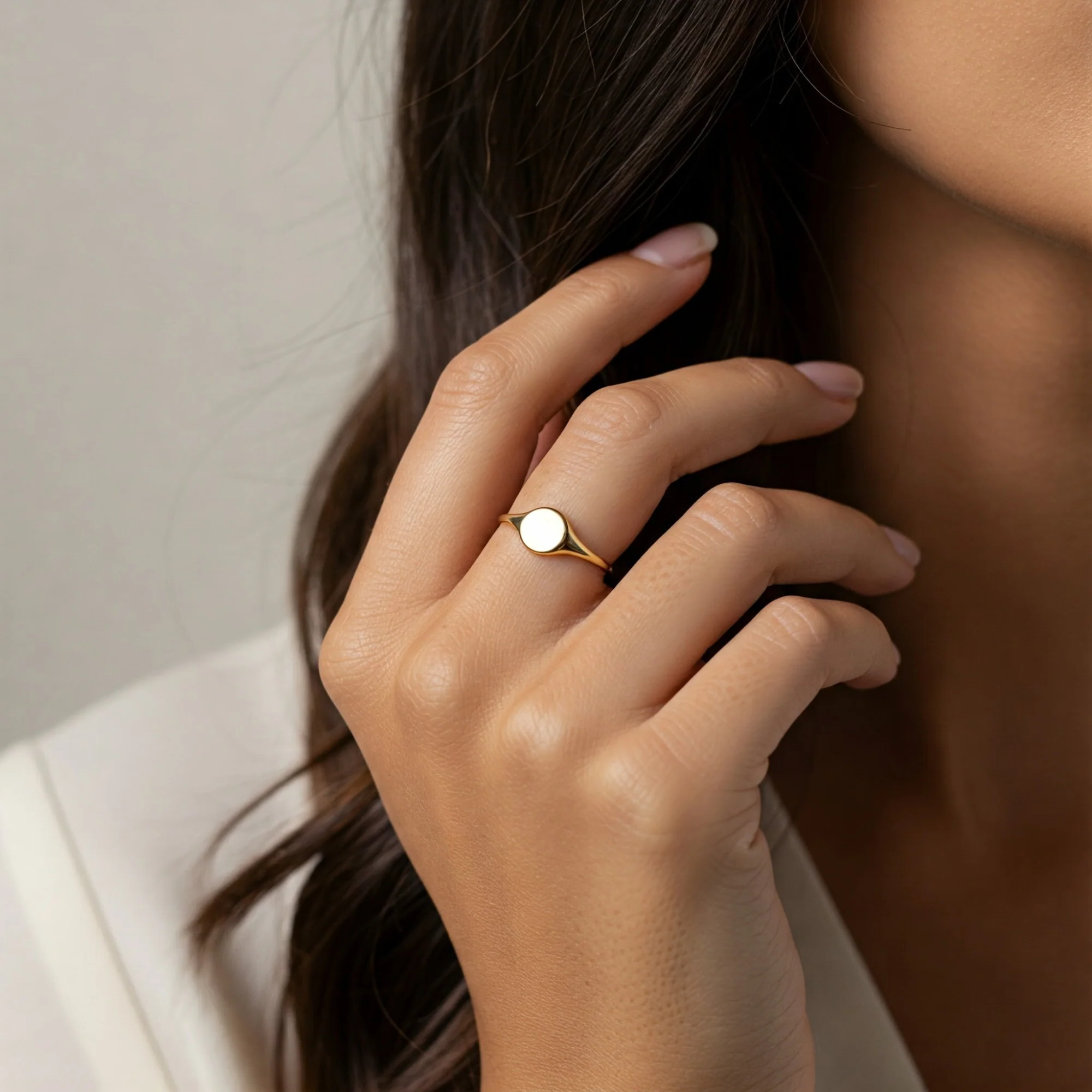14K Yellow Gold Oval Link Beaded Band Ring – Elegant Everyday Luxury Gift for Her, Perfect for Birthdays and Special Occasions.