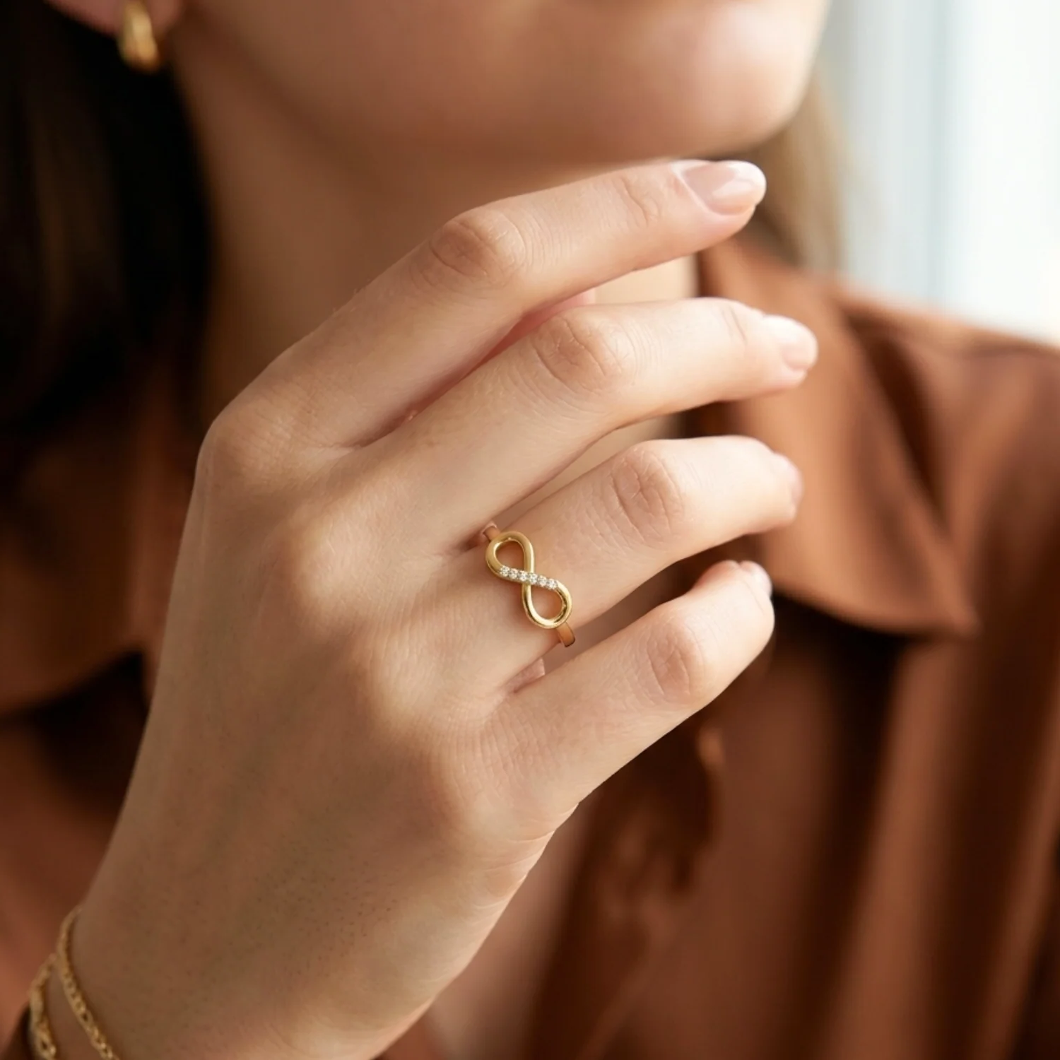 Dainty 10K Yellow Gold Infinity Ring – Perfect Forever Love Gift for Anniversaries and Everyday Elegance.