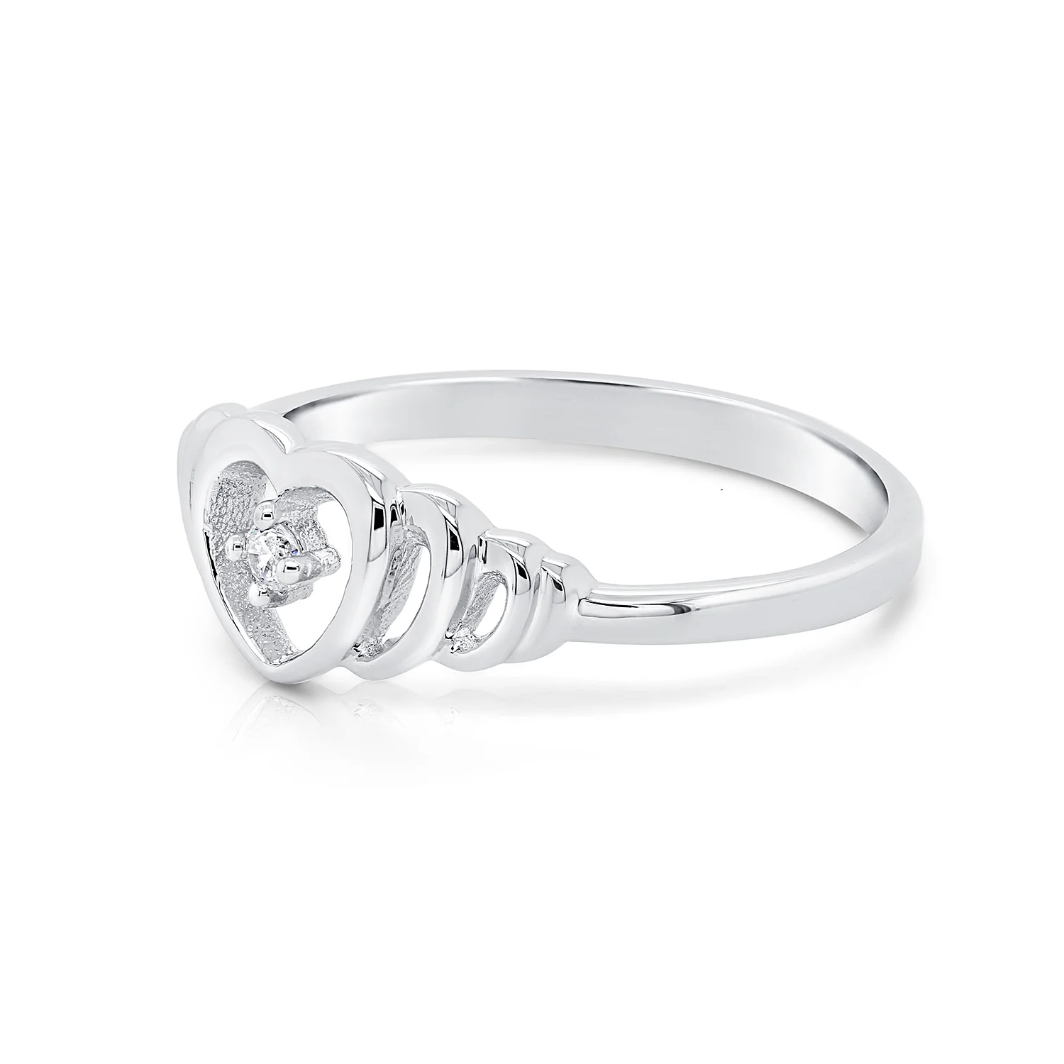 CZ Open Heart Sterling Silver Ring – Elegant Love Ring Perfect for Her on Anniversaries & Everyday Wear.
