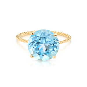 Stunning 14K Yellow Gold Sky Blue Topaz Ring - Perfect Birthday Gemstone Gift for Her!.