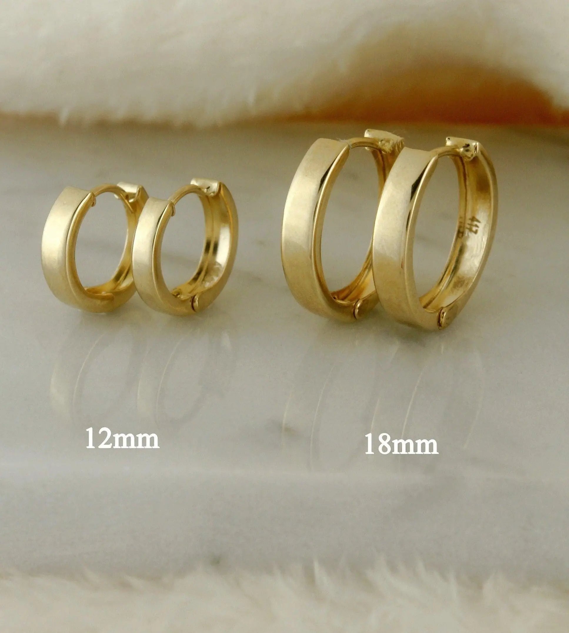 Dainty 10K Solid Gold Minimalist Huggie Hoop Earrings for Everyday Wear