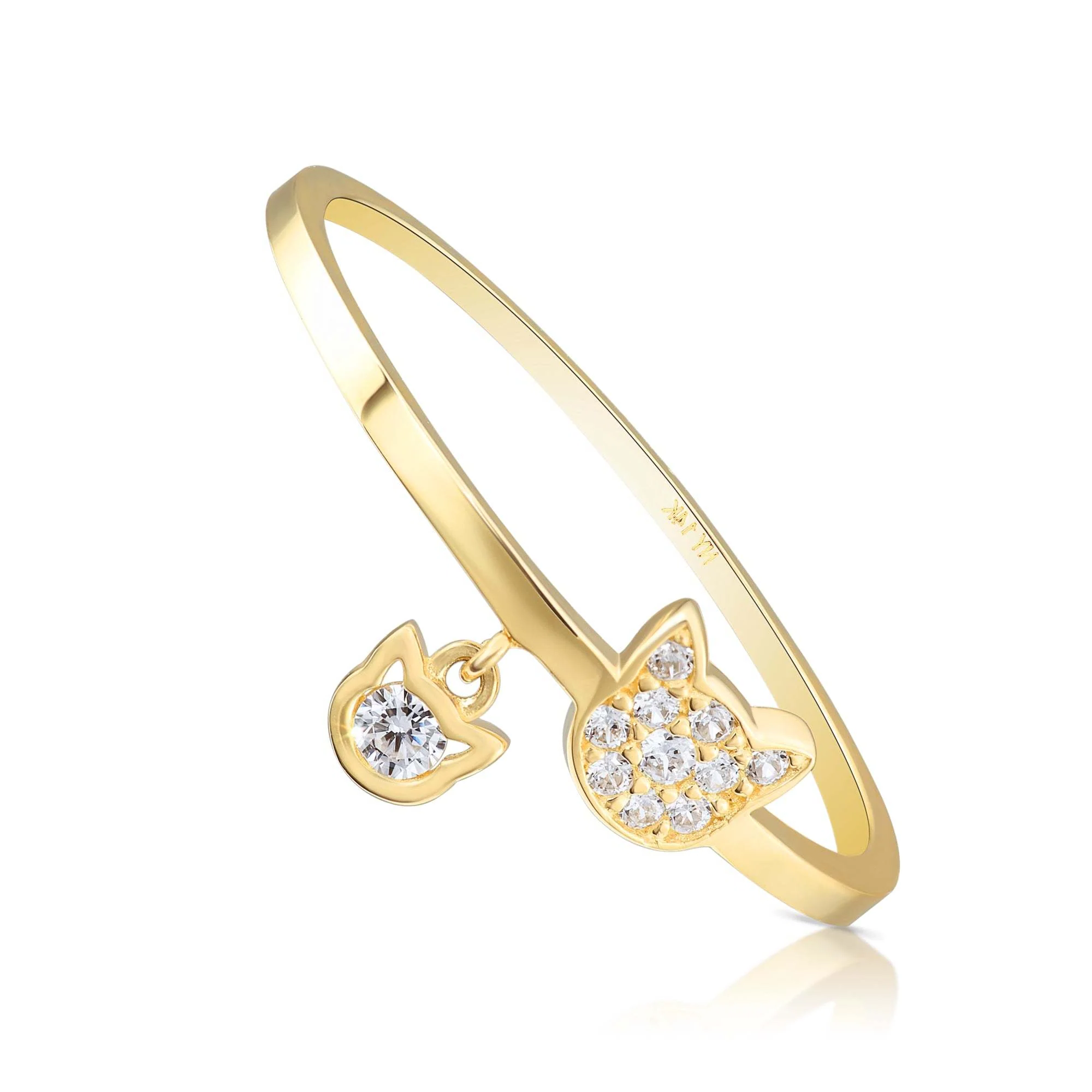 14K Yellow Gold Cute Kitty Ring – Perfect Gift for Cat Lovers Birthdays, Anniversaries & Everyday Wear.