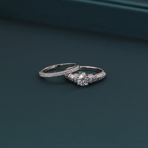 Stunning 2 Carat Round Brilliant-Cut CZ Engagement Ring Set in 925 Sterling Silver – Elegant Two-Tier Stackable Design for Proposals & Anniversaries.