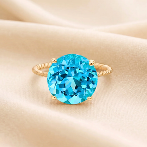 Stunning 14K Yellow Gold Swiss Blue Topaz Ring – Perfect Birthstone Gift for Her!.