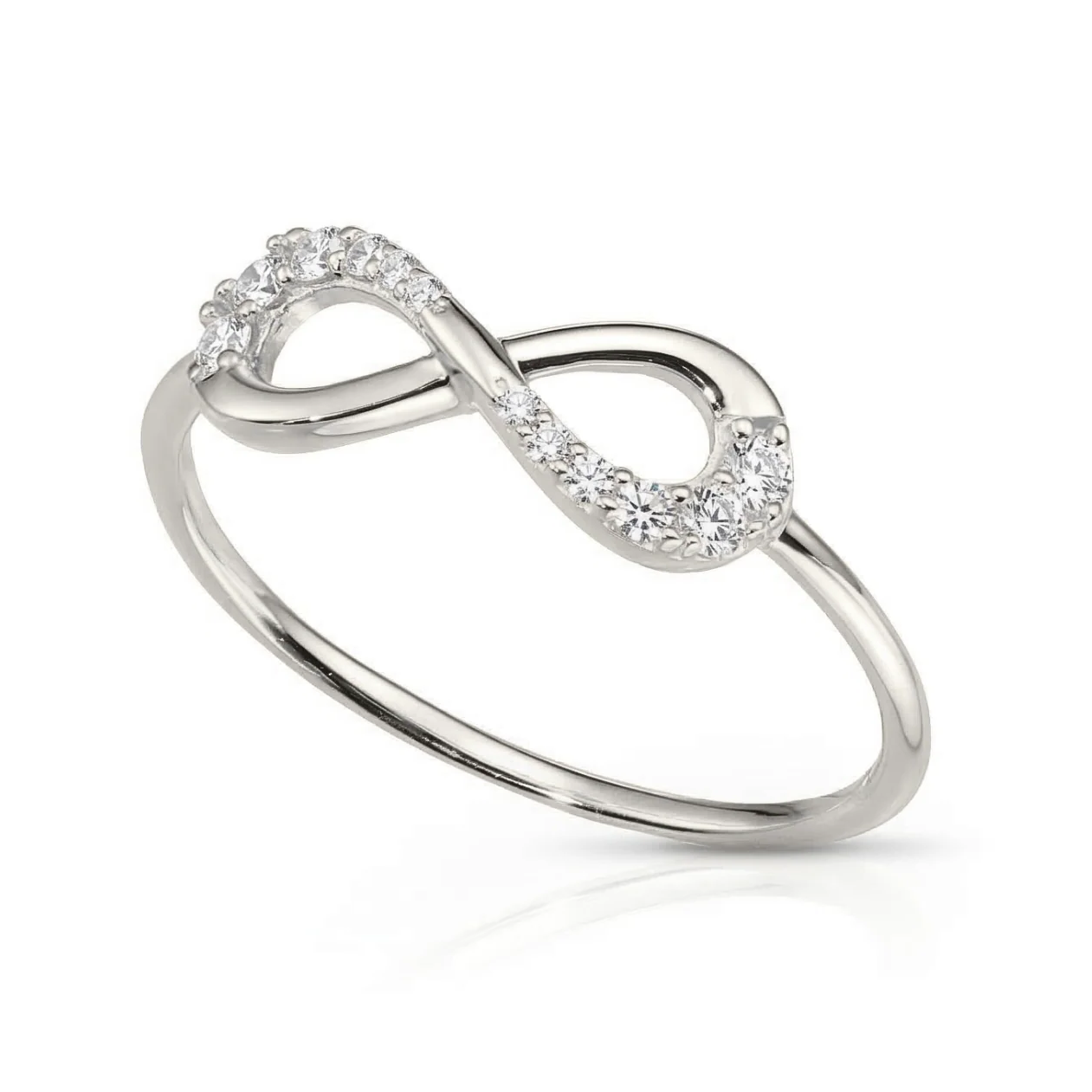 14K White Gold Diamond Infinity Ring - 0.14Ctw Elegant Forever Love Gift for Her, Perfect for Anniversaries & Everyday Wear.