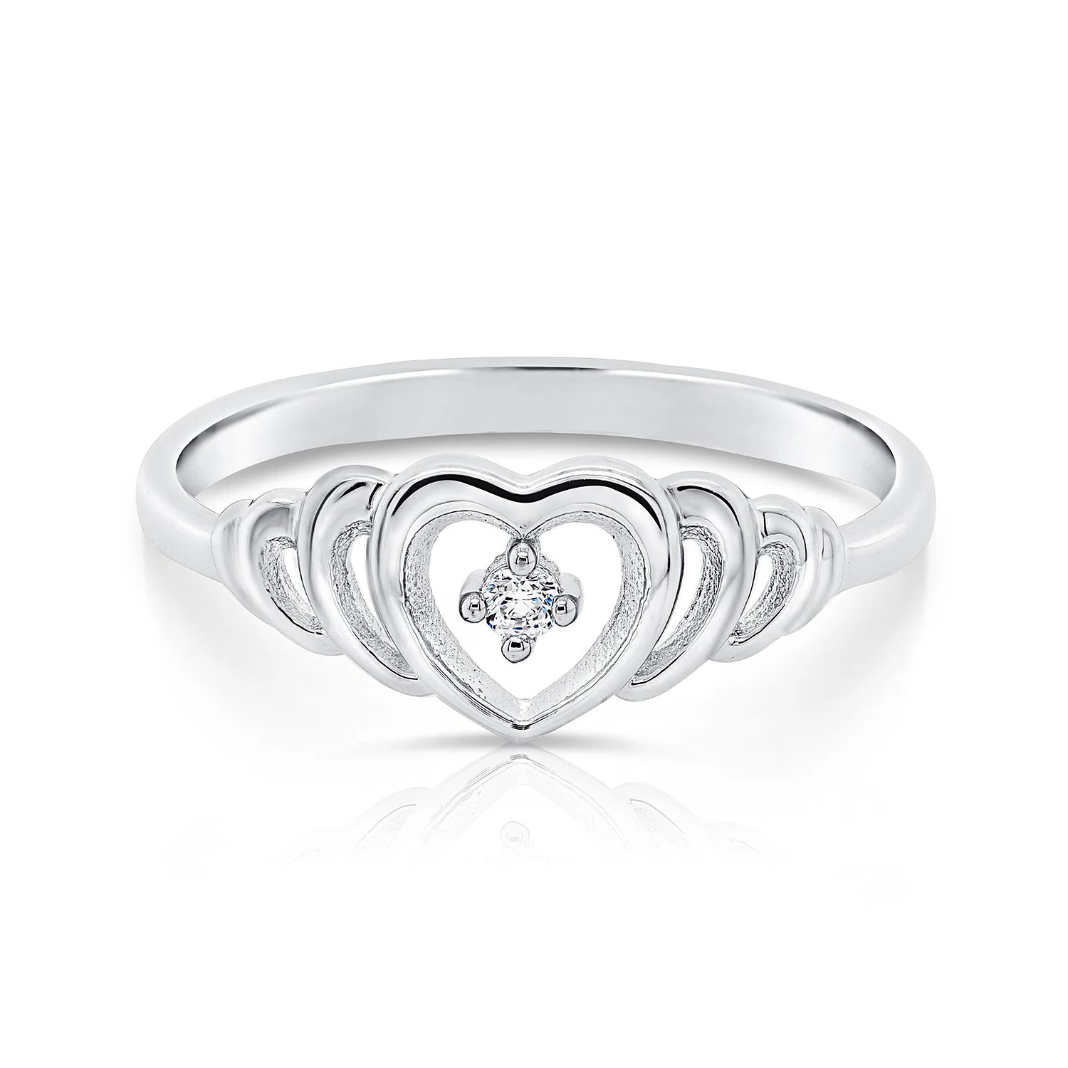 CZ Open Heart Sterling Silver Ring – Elegant Love Ring Perfect for Her on Anniversaries & Everyday Wear.