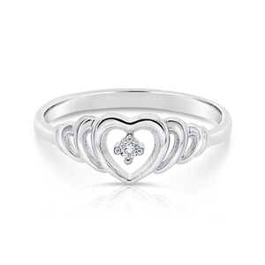 CZ Open Heart Sterling Silver Ring – Elegant Love Ring Perfect for Her on Anniversaries & Everyday Wear.