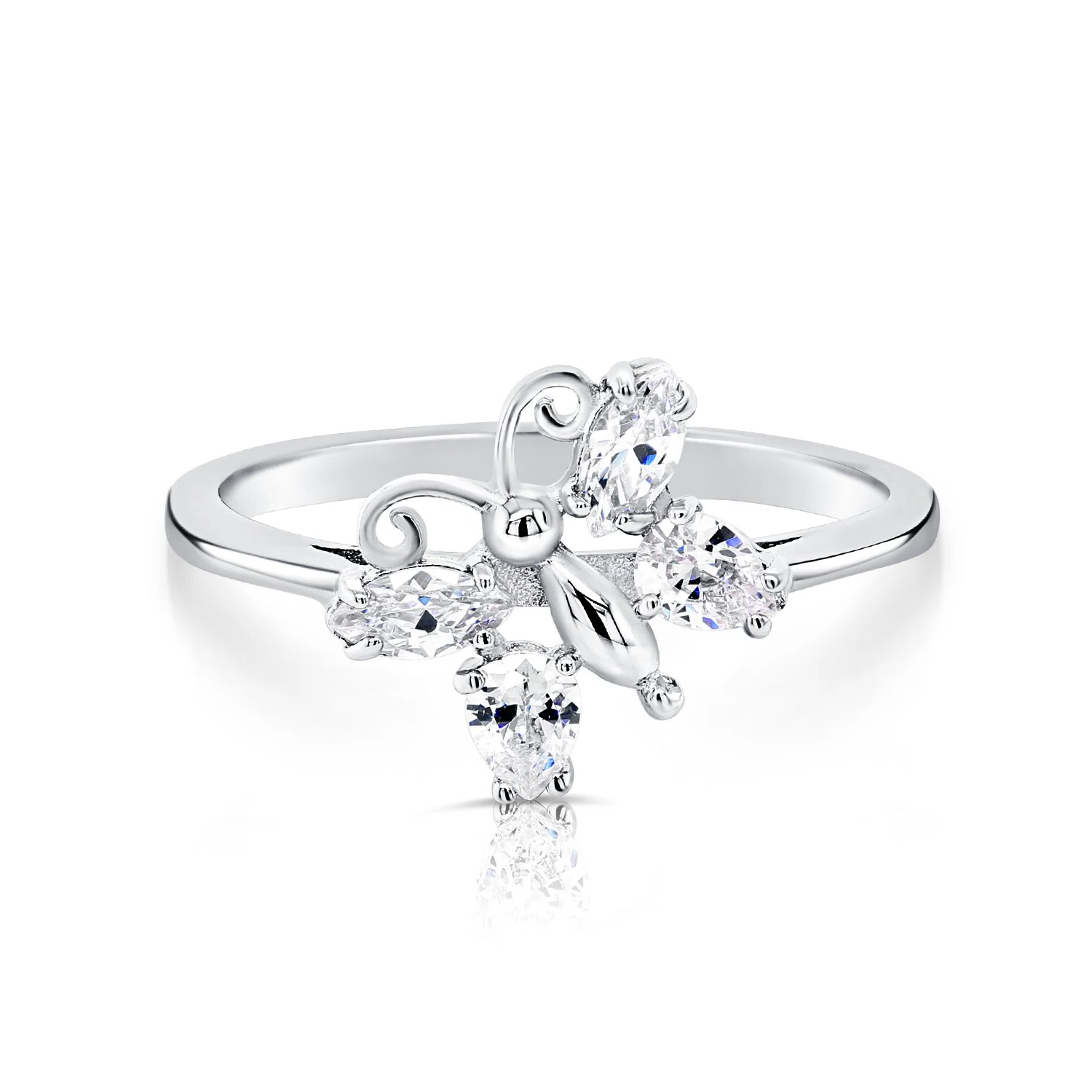 Sterling Silver CZ Birthstone Butterfly Ring – Personalized Sparkle for Birthdays, Mother’s Day & Special Gifts.