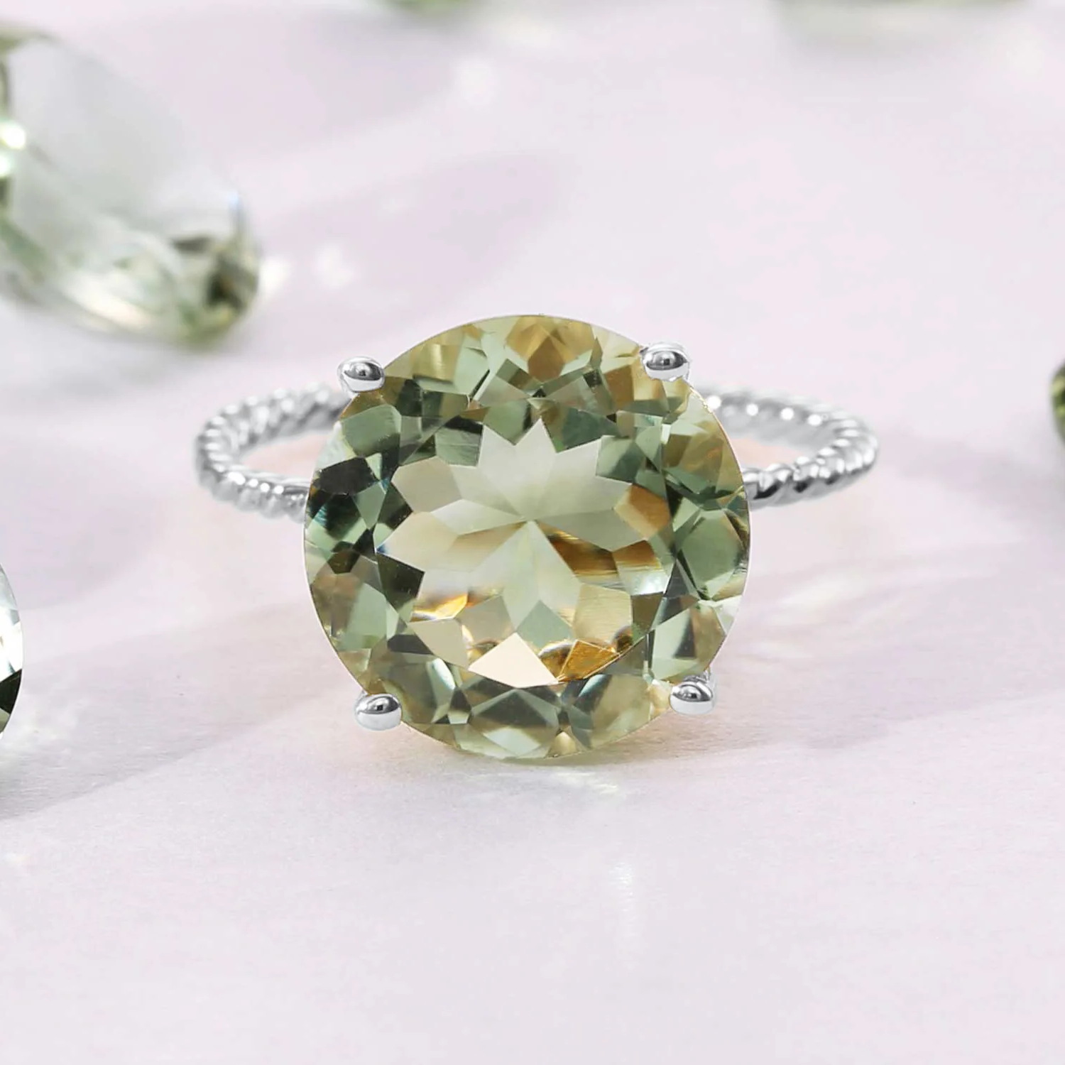 Sterling Silver 5 Carat Green Amethyst Ring “Ms. Luscious” - A Stunning Gift for Her, Perfect for Birthdays and Everyday Elegance.