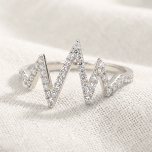14K White Gold Lab Diamond Heartbeat Ring 0.21ct – Perfect Symbol of Love for Her, Ideal for Anniversaries & Romantic Gifts.