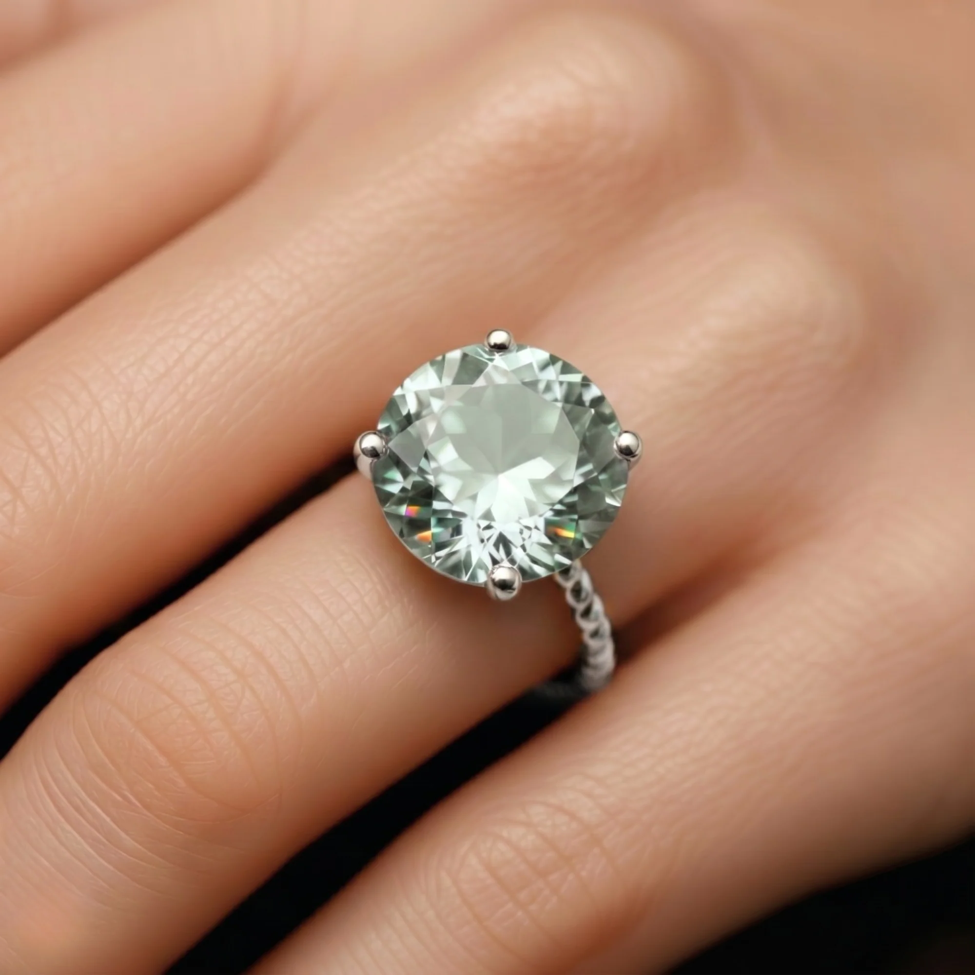 Sterling Silver 5 Carat Green Amethyst Ring “Ms. Luscious” - A Stunning Gift for Her, Perfect for Birthdays and Everyday Elegance.