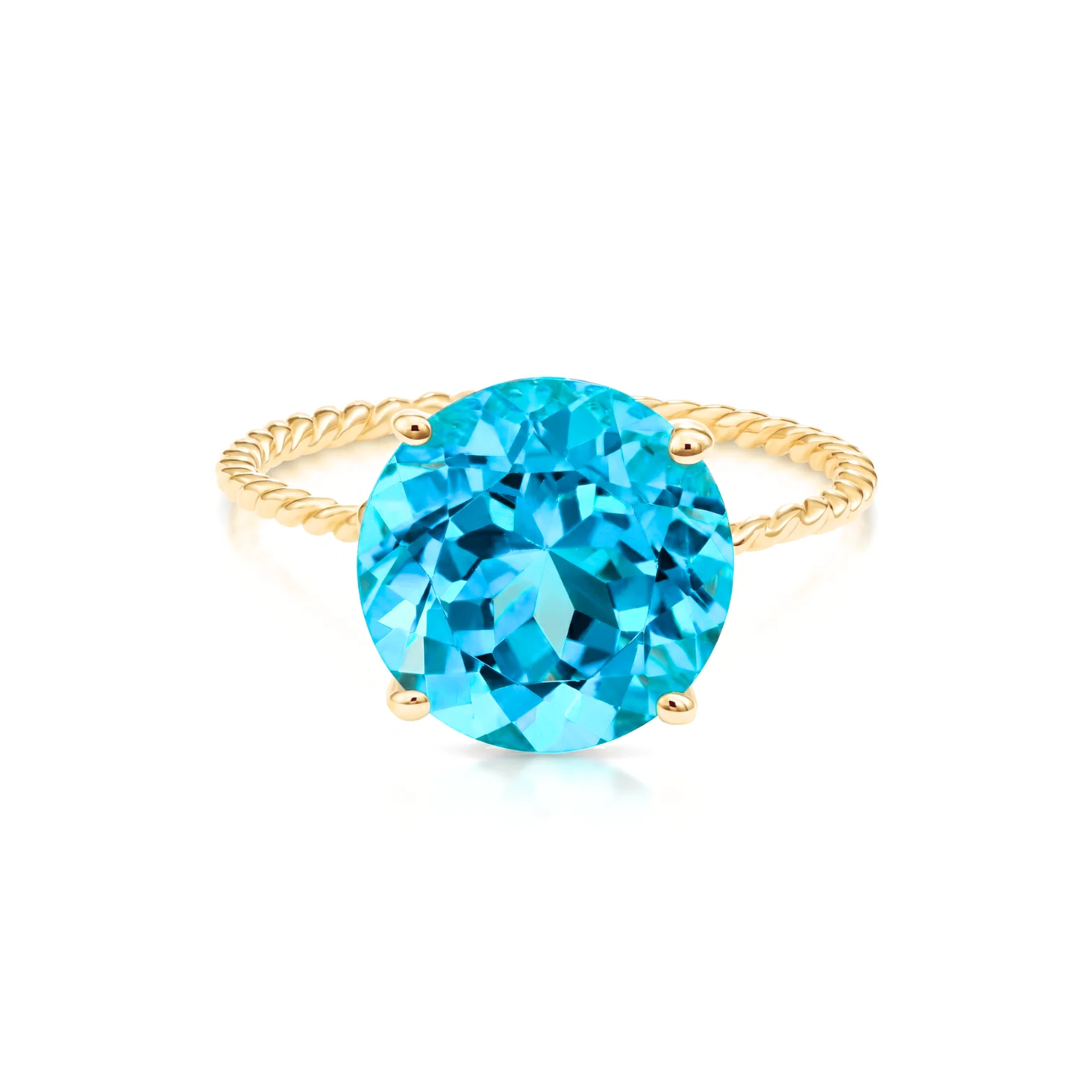 Stunning 14K Yellow Gold Swiss Blue Topaz Ring – Perfect Birthstone Gift for Her!.