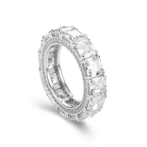 Stunning Gold Plated CZ Eternity Ring with Square Stones – A Modern Forever Ring for Her, Perfect for Anniversaries & Everyday Elegance.