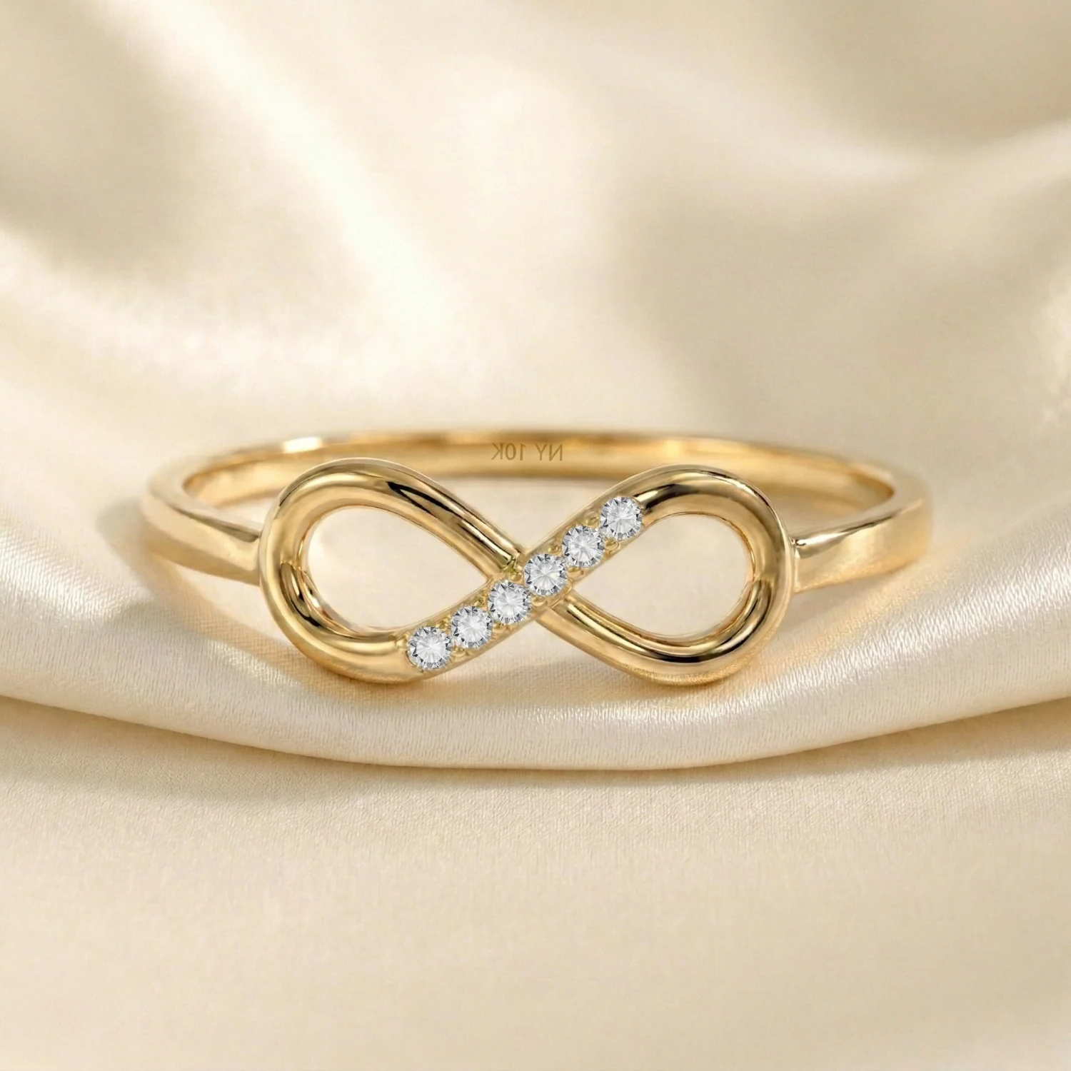 Dainty 10K Yellow Gold Infinity Ring – Perfect Forever Love Gift for Anniversaries and Everyday Elegance.