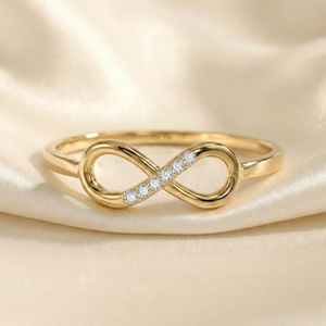 Dainty 10K Yellow Gold Infinity Ring – Perfect Forever Love Gift for Anniversaries and Everyday Elegance.