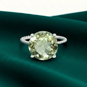 Sterling Silver 5 Carat Green Amethyst Ring “Ms. Luscious” - A Stunning Gift for Her, Perfect for Birthdays and Everyday Elegance.