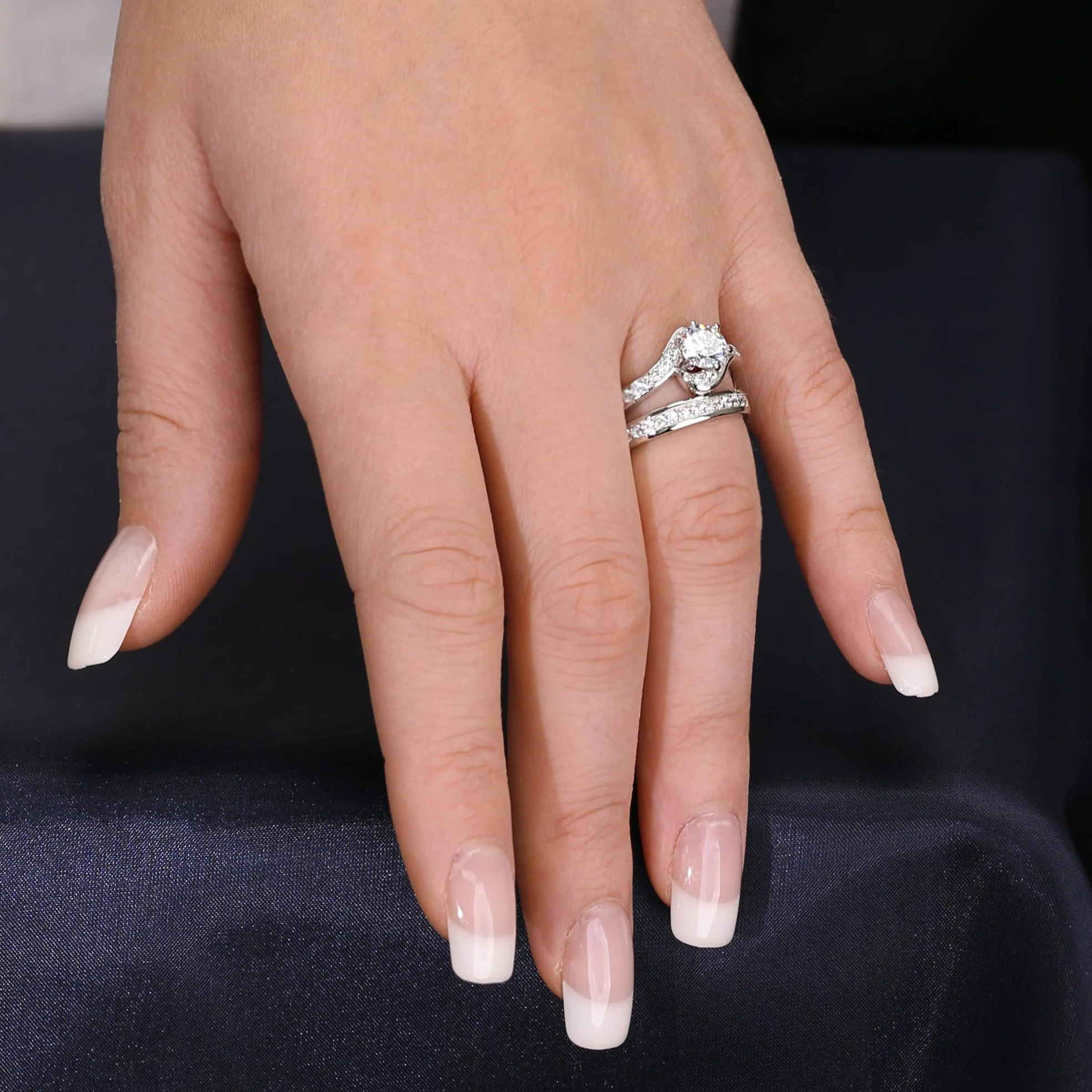 Stunning CZ Two-Tier Sterling Silver Engagement Ring Set – Perfect for Proposals, Weddings, and Anniversaries.
