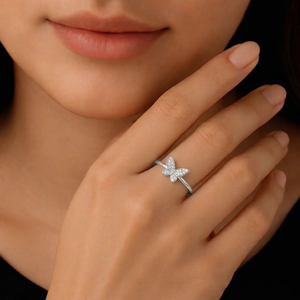 Elegant 14K White Gold Diamond Butterfly Ring - Dainty 0.12Ctw Sparkle Gift for Birthdays & Everyday Glamour.