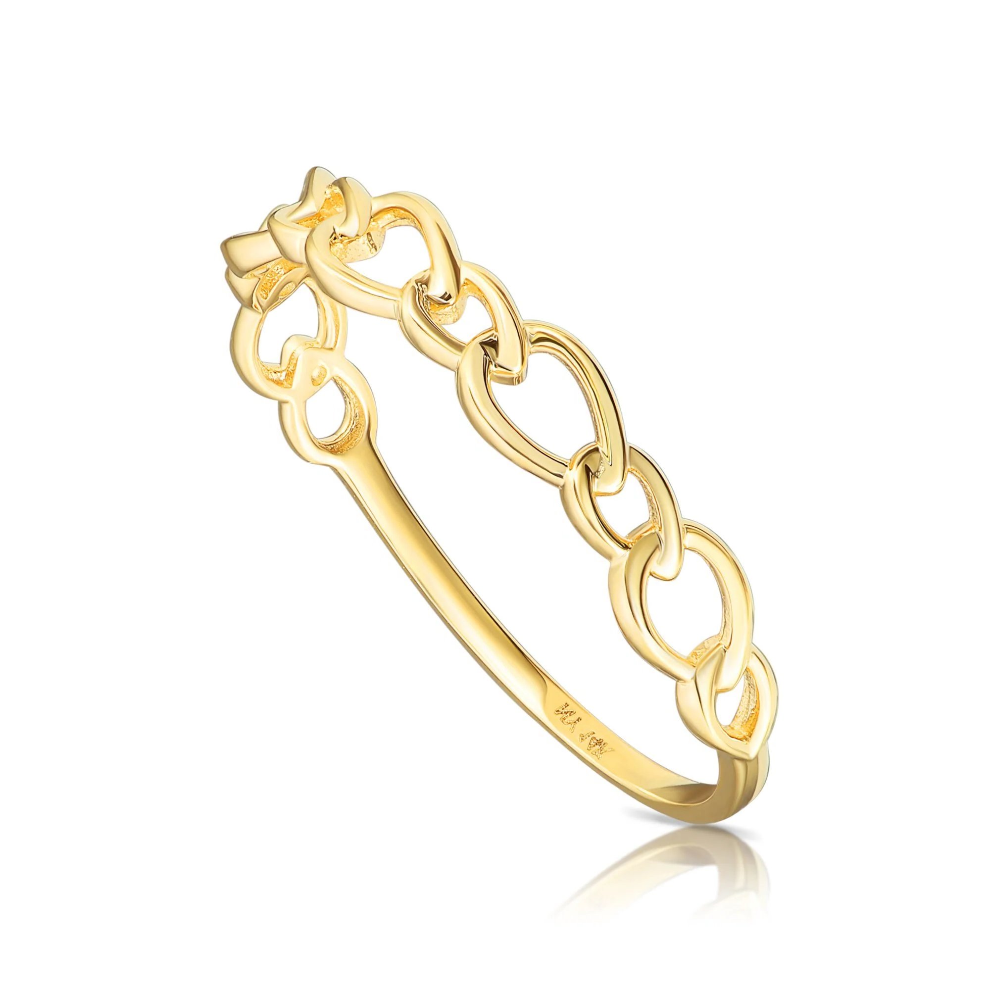 Dainty 14K Yellow Gold Cuban Link Ring – Elegant Chain Style for Everyday Luxury and Perfect Gift for Her.