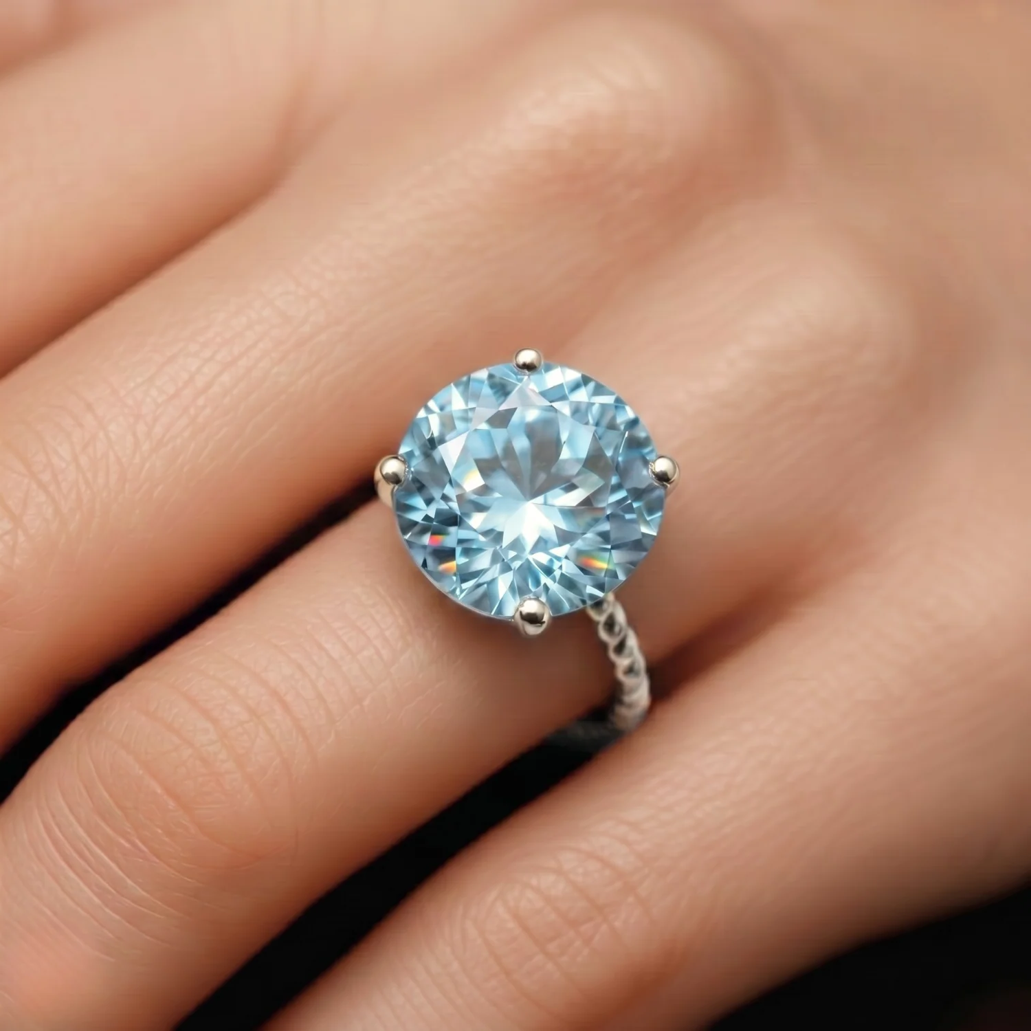 Stunning Sterling Silver Simulated Diamond Engagement Ring – The Perfect Sparkling Proposal for Love, Anniversaries & Special Moments.