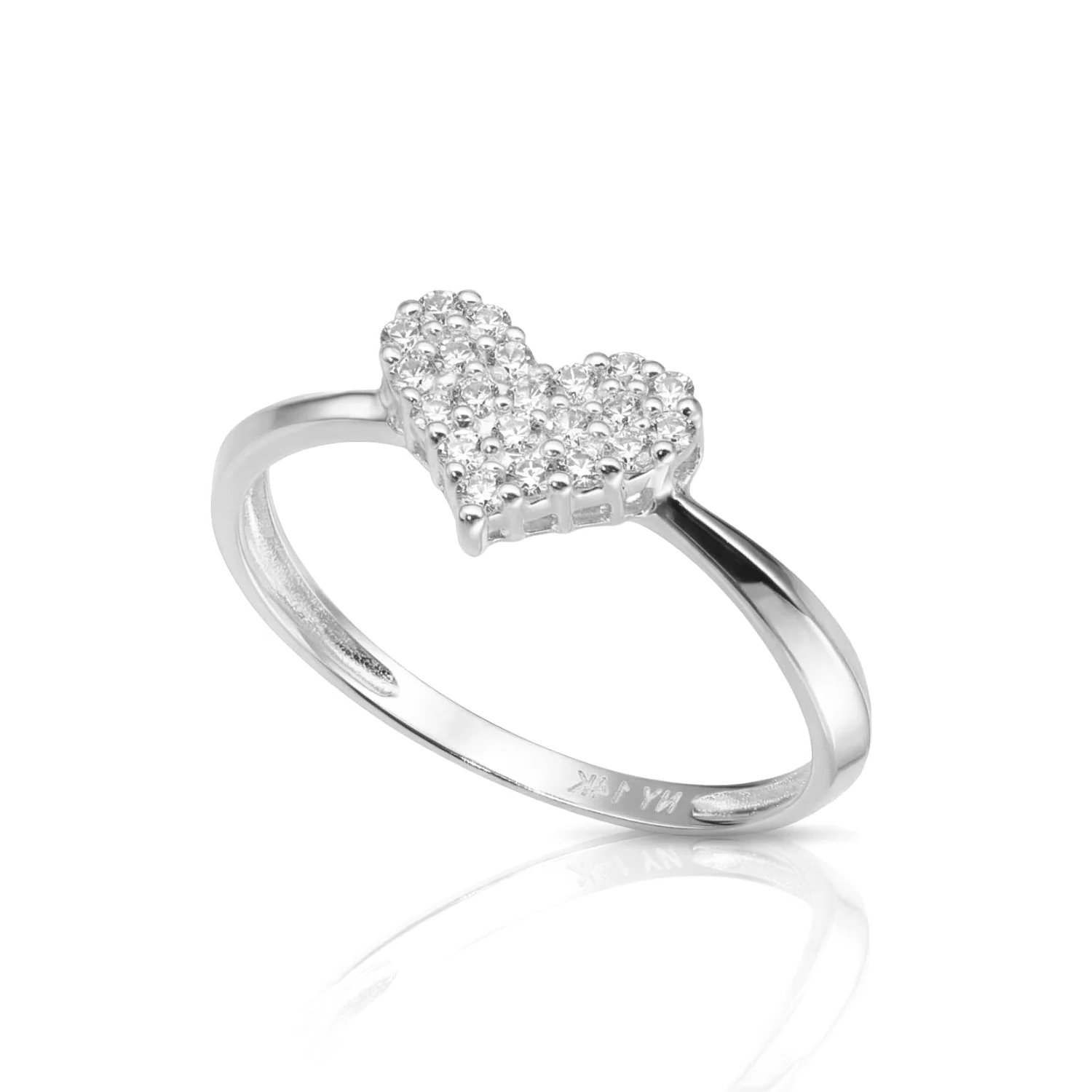 Elegant 14K White Gold Diamond Heart Ring 0.31Ctw – Perfect Romantic Gift for Her on Anniversaries & Everyday Wear.