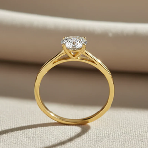 Stunning 14K Yellow Gold Round Solitaire Engagement Ring - 1 Ctw, Timeless Symbol of Love for Proposals and Anniversaries.