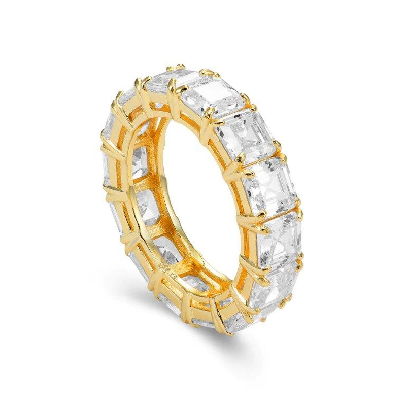 Eternal Elegance: Gold Plated CZ Square Stone Ring – Perfect for Anniversaries & Everyday Glam!.